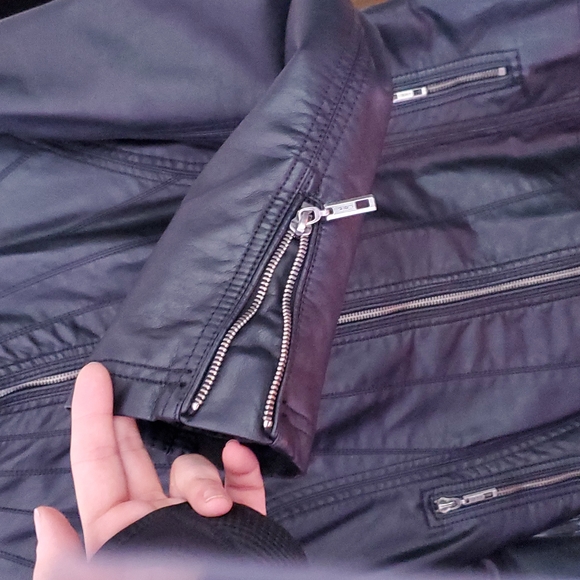 MBJ Black Vegan Leather Moto Jacket - Picture 2 of 6